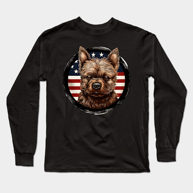 Patriotic Norwich Terrier Long Sleeve T-Shirt by NatashaCuteShop